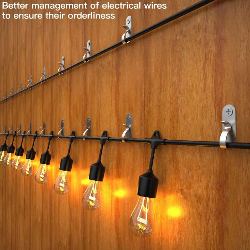 Lewufe String Lights Hanger Hooks  Stainless Steel Lights Clips  Outdoor Screw Hooks for Christmas Party Easy Release Wire and Fairy Led Lights  20 Packs - Image 2